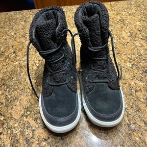 Black Shearling-Look Lace-Up High Top Sneakers